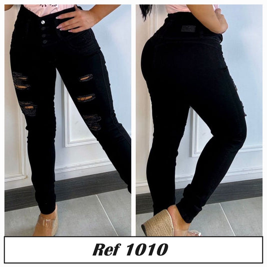 Cod 1010- Butt lifting jeans with rips.